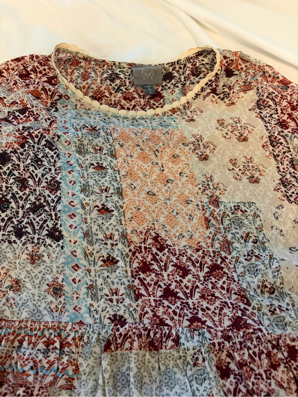 Boho Patchwork Peasant Top from Anthropologie - Picture 4 of 6